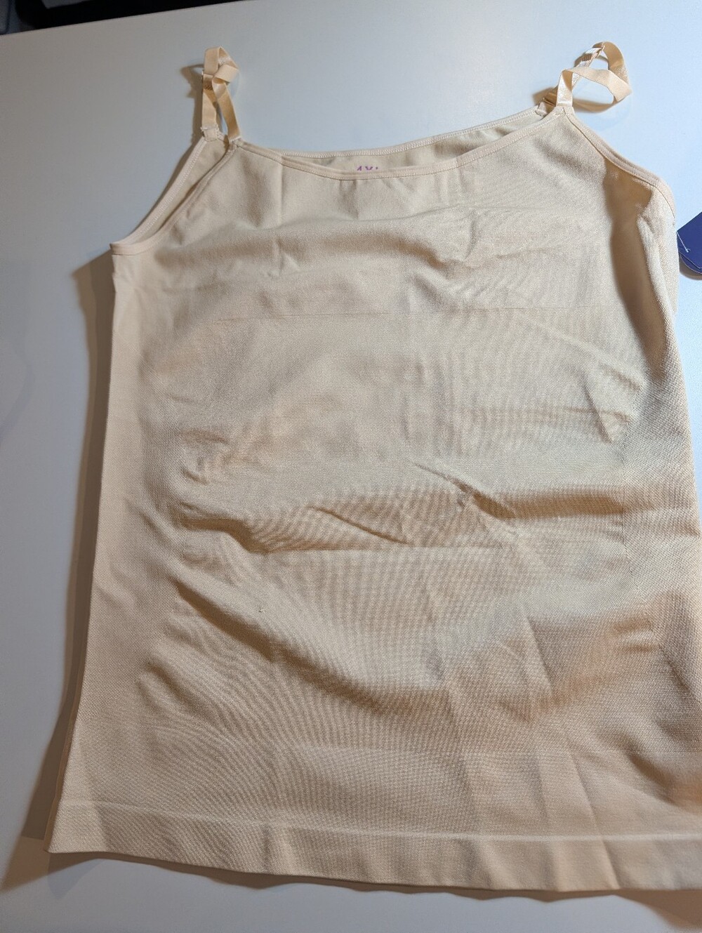 Empetua Woman's 4XL Cream Seamless Scoop Neck Spaghetti Strap Tank Top NWT